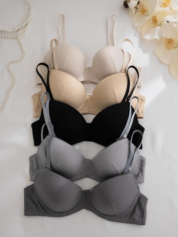 Women's Solid Adjustable Strap Underwire Bra, Soft Comfy Breathable Bra, Ladies Lingerie for All Seasons Birthday Wear 2024